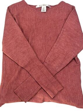 Max Studio 100% Extrafine Merino Wool Sweater Medium Rose Pink Lightweight Knit